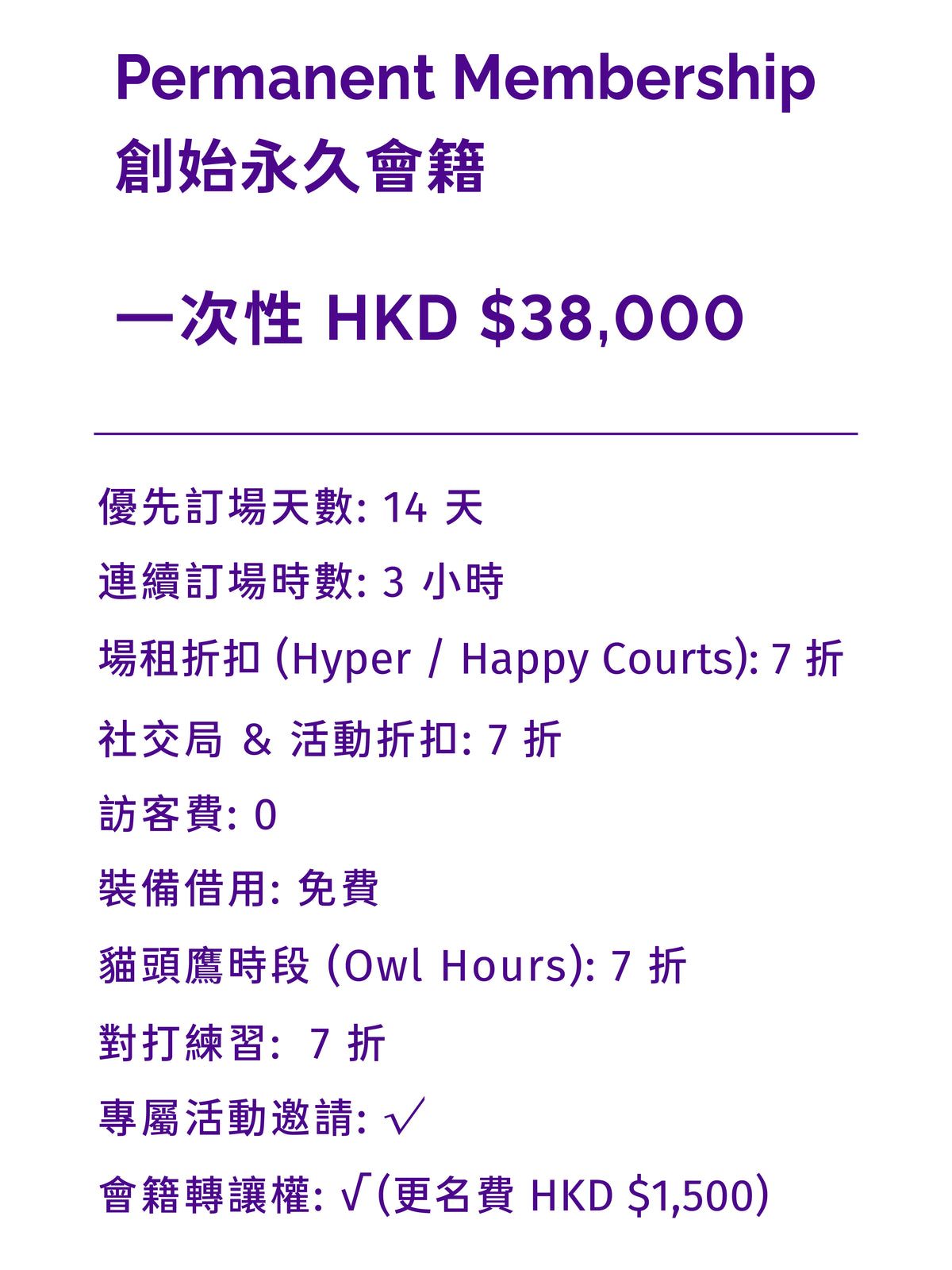 Permanent Membership 創始永久會籍