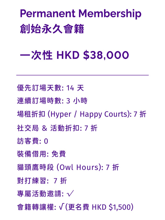 Permanent Membership 創始永久會籍